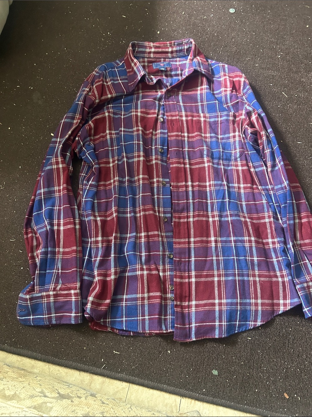 Saddlebred Burgundy and Blue Plaid Button-Down Shirt
